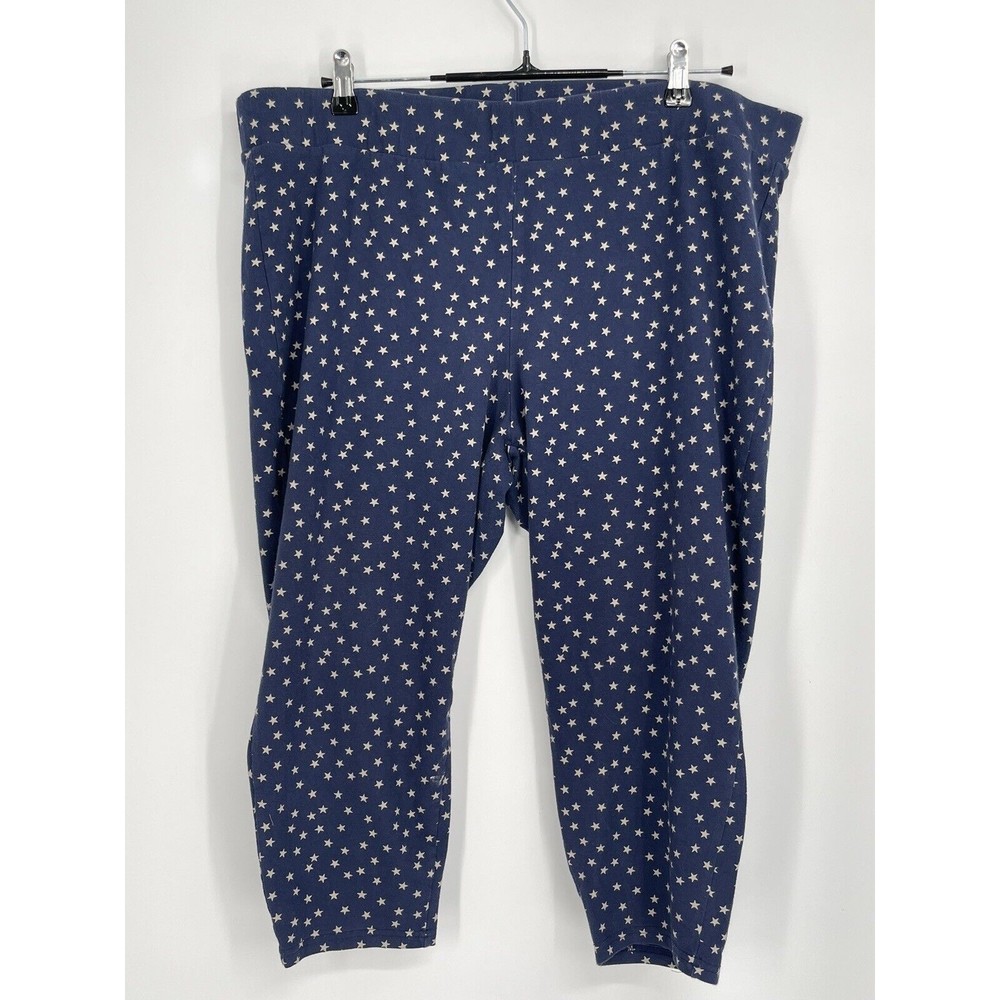 Torrid Size 4 Capri‎ Leggings Womens Navy Blue White Star Print Stretch Cotton